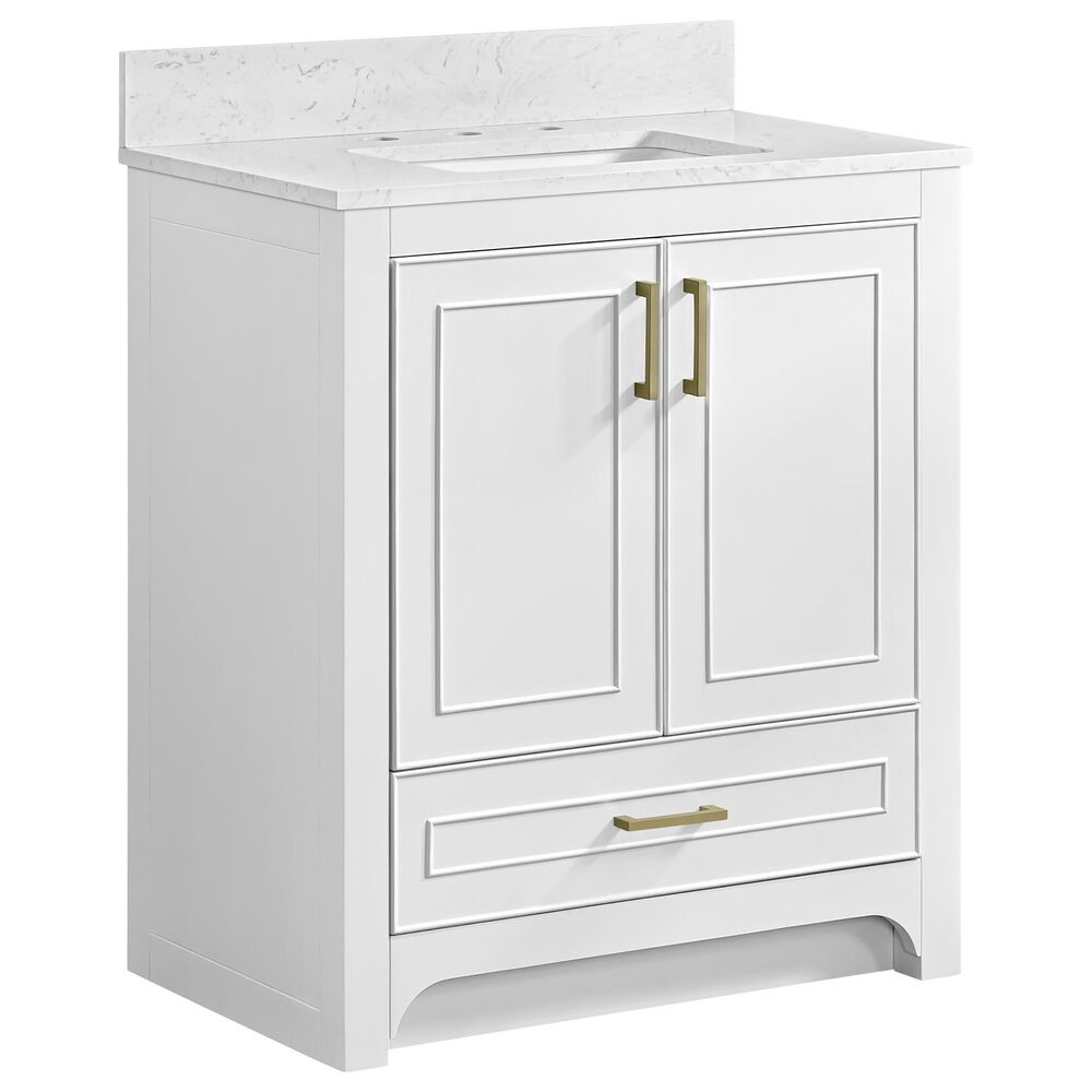 37B Lucerne 30" Single Bathroom Vanity in Bright White with Marble Top and Backsplash, , large