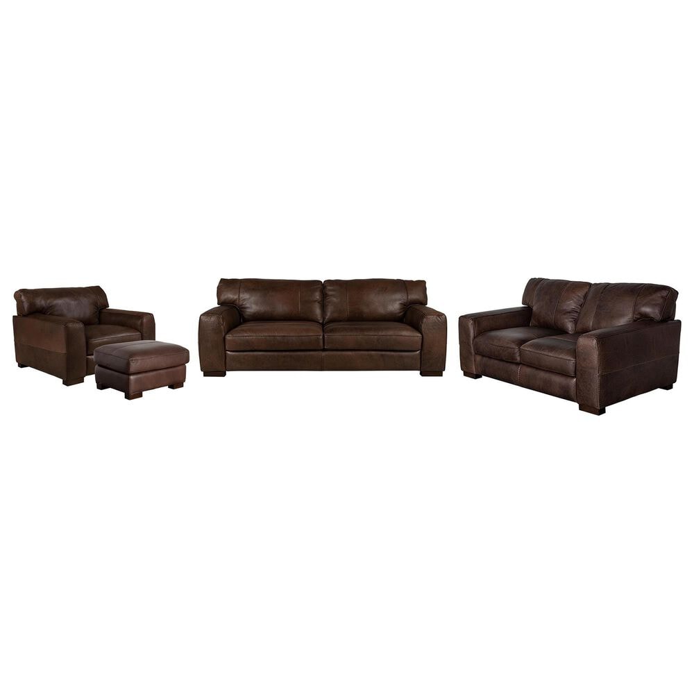 Bordeaux & Co Maxi 4-Piece Stationary Leather Living Room Set in Madison Espresso, , large