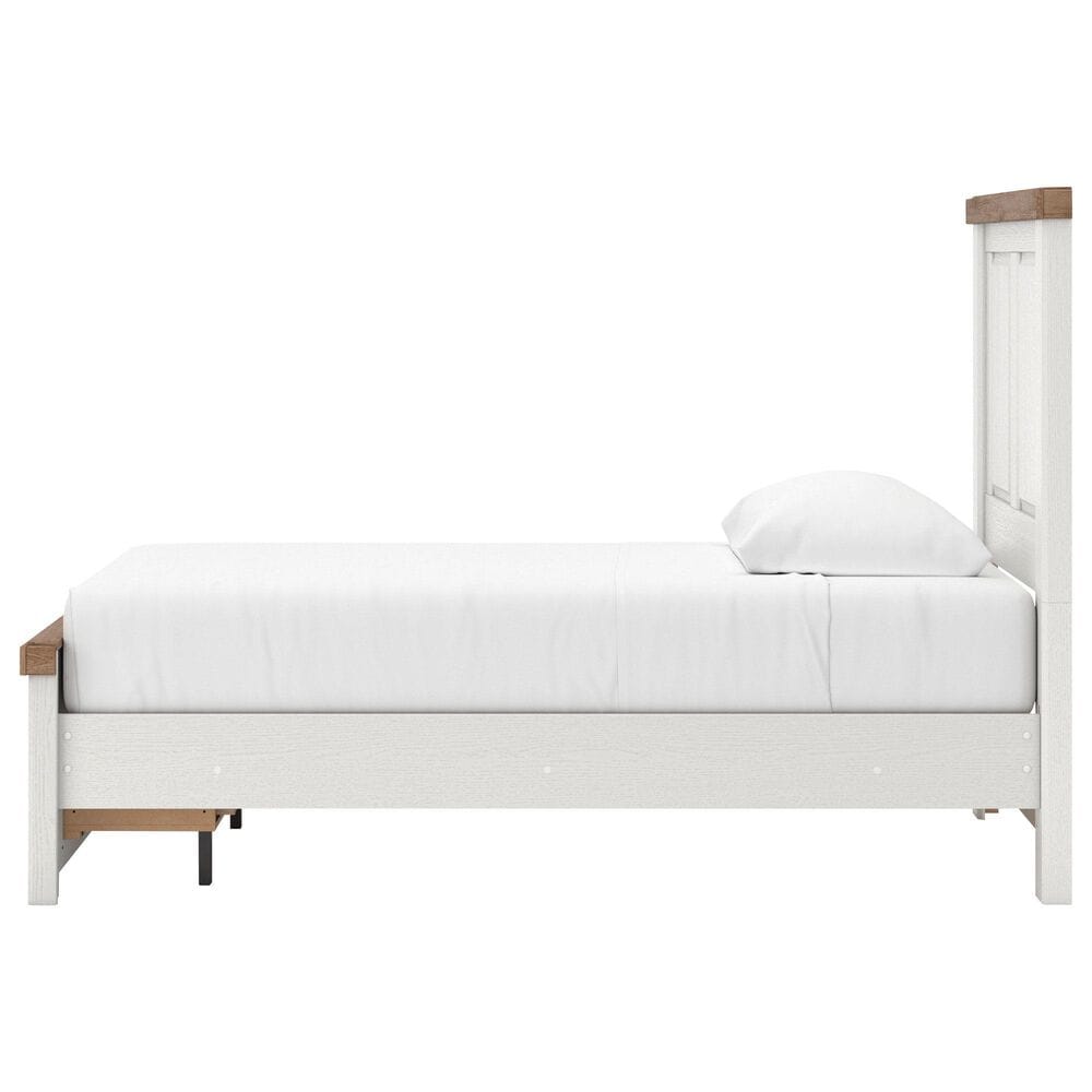 Ashley Savonport Twin Storage Panel Bed in White and Brown, , large