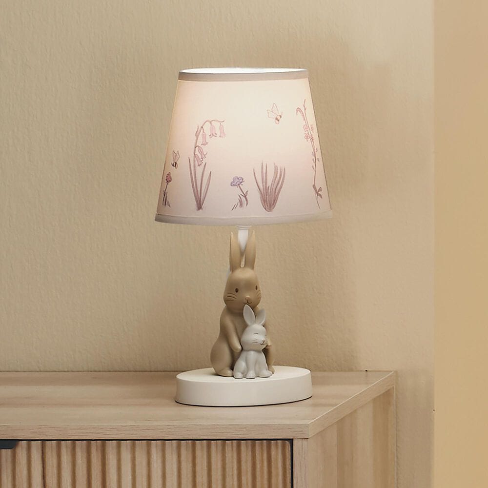 Lambs &amp; Ivy Signature Bunny Hop Table Lamp in Taupe and Silver Gray, , large