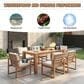 HOMLUX 7-Piece Patio Dining Set with 69" Rectangular Light Teak Table and Umbrella Hole in Beige, , large