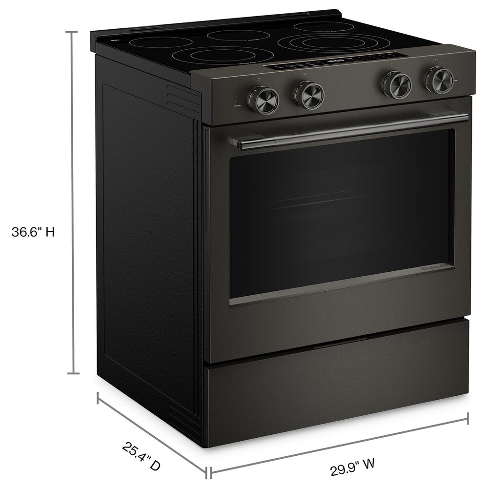 KitchenAid 2-Piece Kitchen Package with 30" Slide-In Smart Electric Range and 30" Over-the-Range Microwave Oven in Black Ore, , large