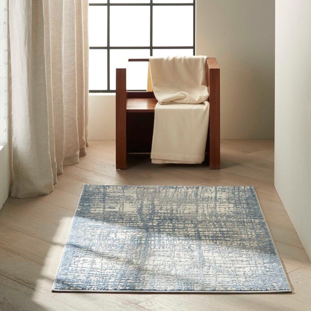 Nourison Rush 3&#39;2&quot; x 5&#39; Ivory and Blue Area Rug, , large