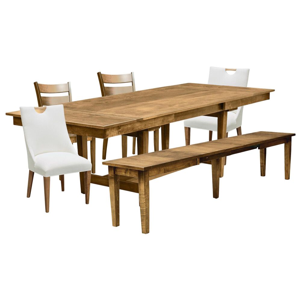 Fleming Furniture Co. Christopher 6-Piece Rectangular Dining Set with Wood and Fabric Side Chairs in Pecan, , large