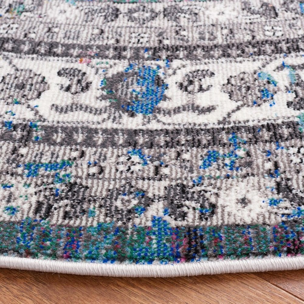 Safavieh Aria Southwestern 6&#39;6&quot; Round Ivory and Blue Area Rug, , large