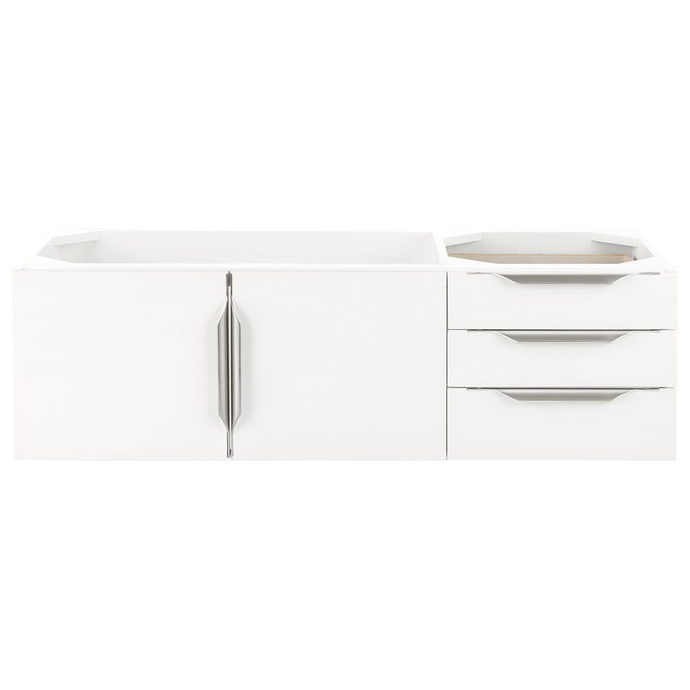 James Martin Mercer Island 48" Single Bathroom Vanity Cabinet in Glossy White with Brushed Nickel Hardware, , large