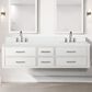 Lexora Home Castor 72" Double Bathroom Vanity in White with 2 cm White Quartz Top and Rectangular Sinks, , large