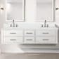 Lexora Home Castor 72" Double Bathroom Vanity in White with 2 cm White Quartz Top and Rectangular Sinks, , large