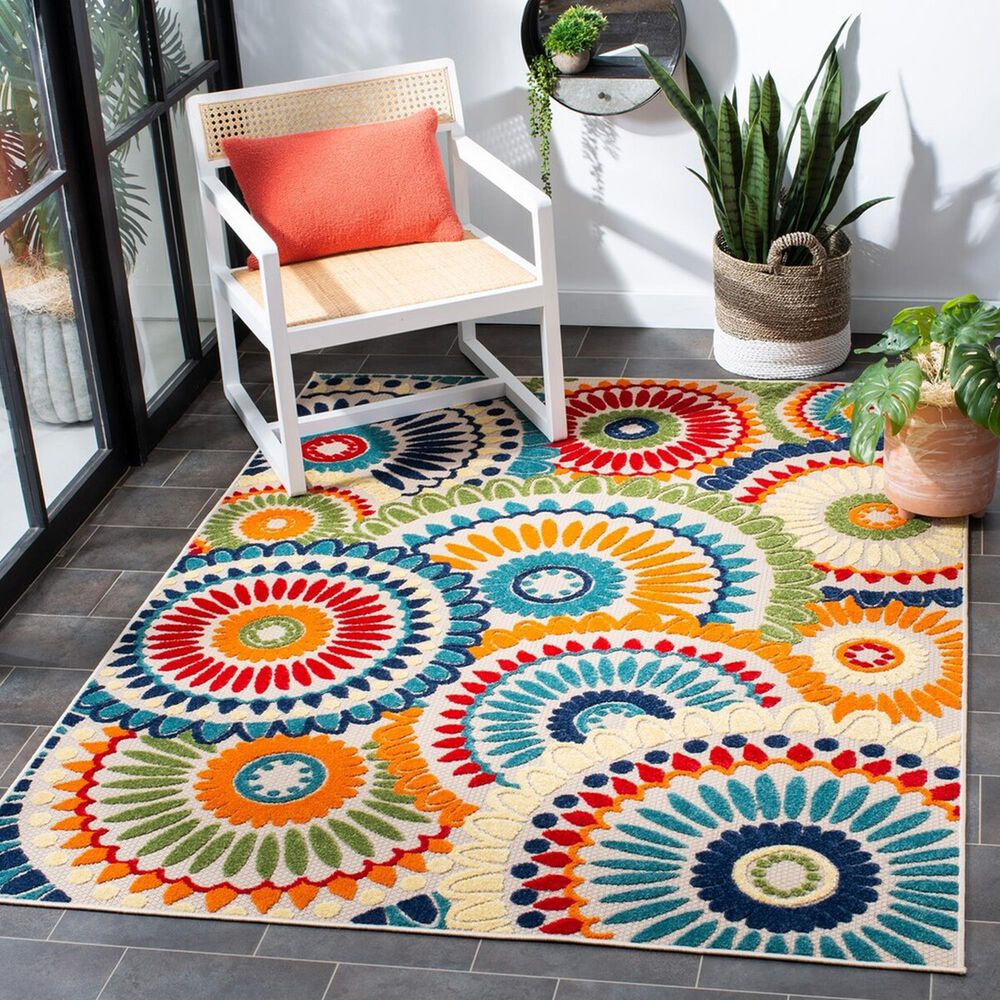 Safavieh Cabana CBN382M 3&#39; x 5&#39; Blue and Ivory Indoor/Outdoor Area Performance Rug, , large