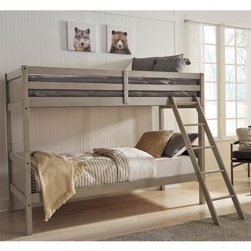 Signature Design by Ashley Lettner Twin over Twin Bunk Bed with Ladder in Light Gray, , large