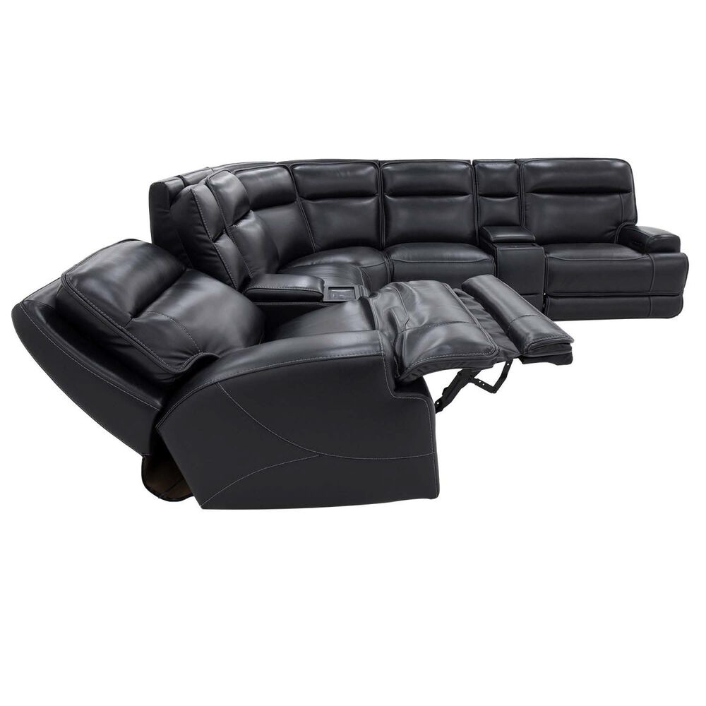 MotoMotion 6-Piece Leather Power Reclining Sectional with Power Headrest in Maverick Blackberry, , large