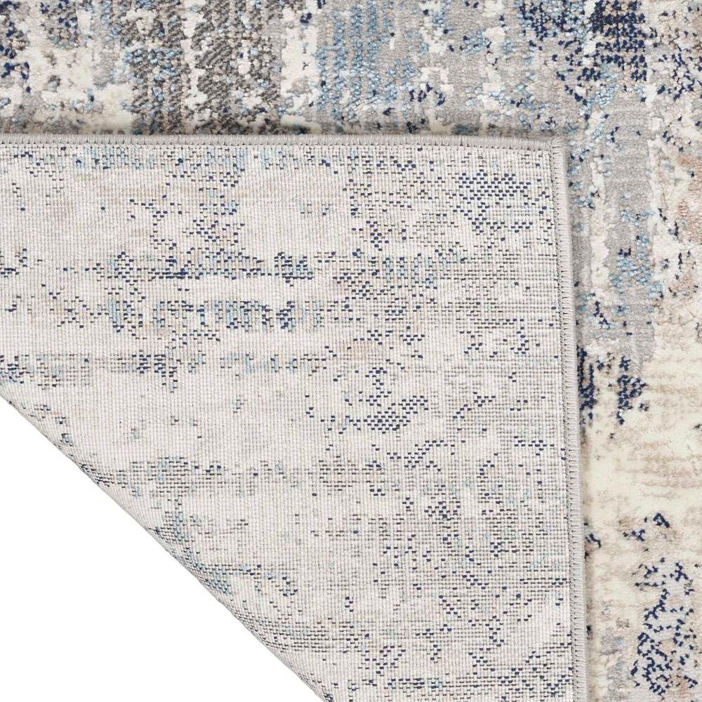 Nourison Infinity IFN04 2&#39;2&quot; x 7&#39;6&quot; Ivory, Grey and Blue Runner, , large
