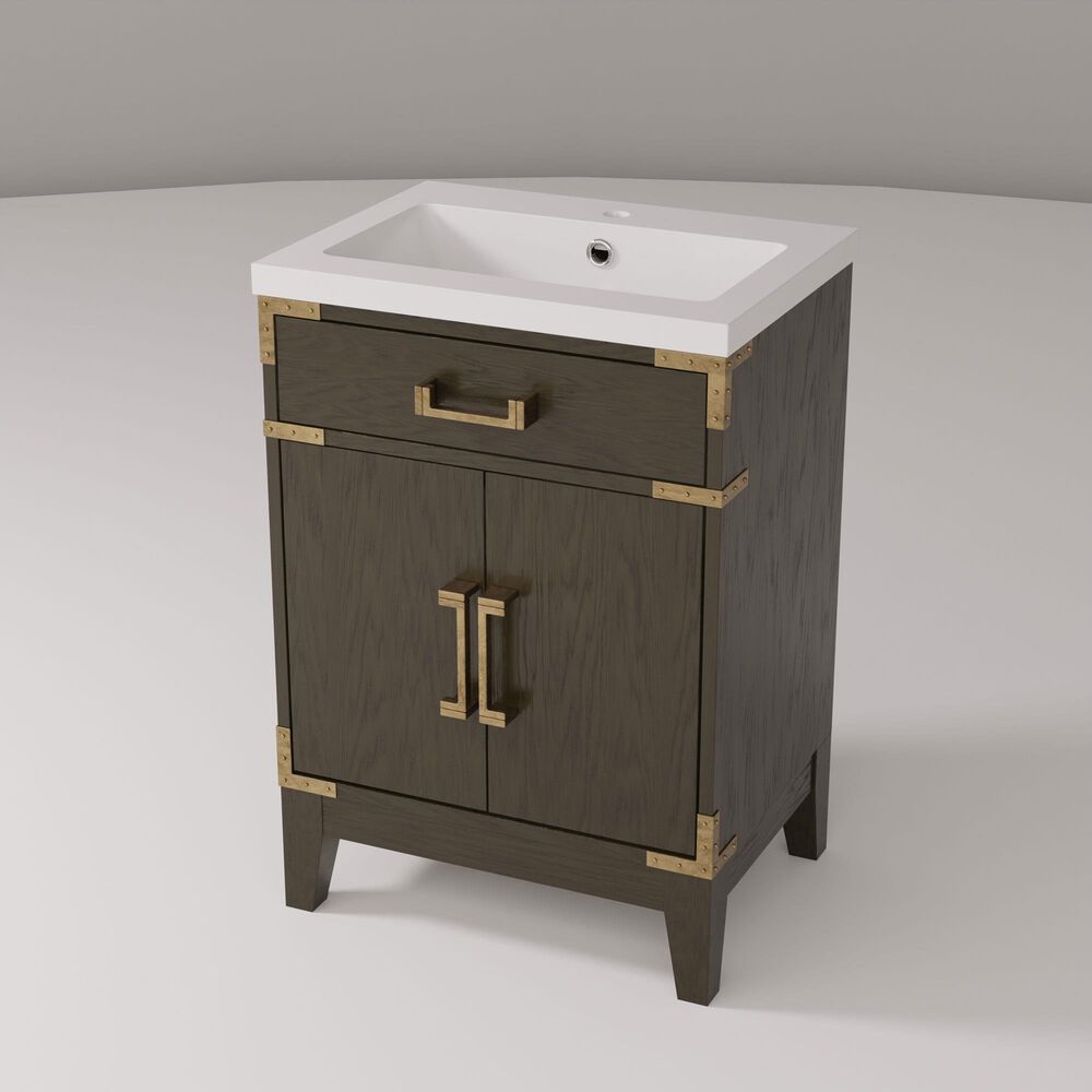Lexora Home Laurel 24" Single Bathroom Vanity in Brown Oak with White Acrylic Top and Rectangular Sink, , large