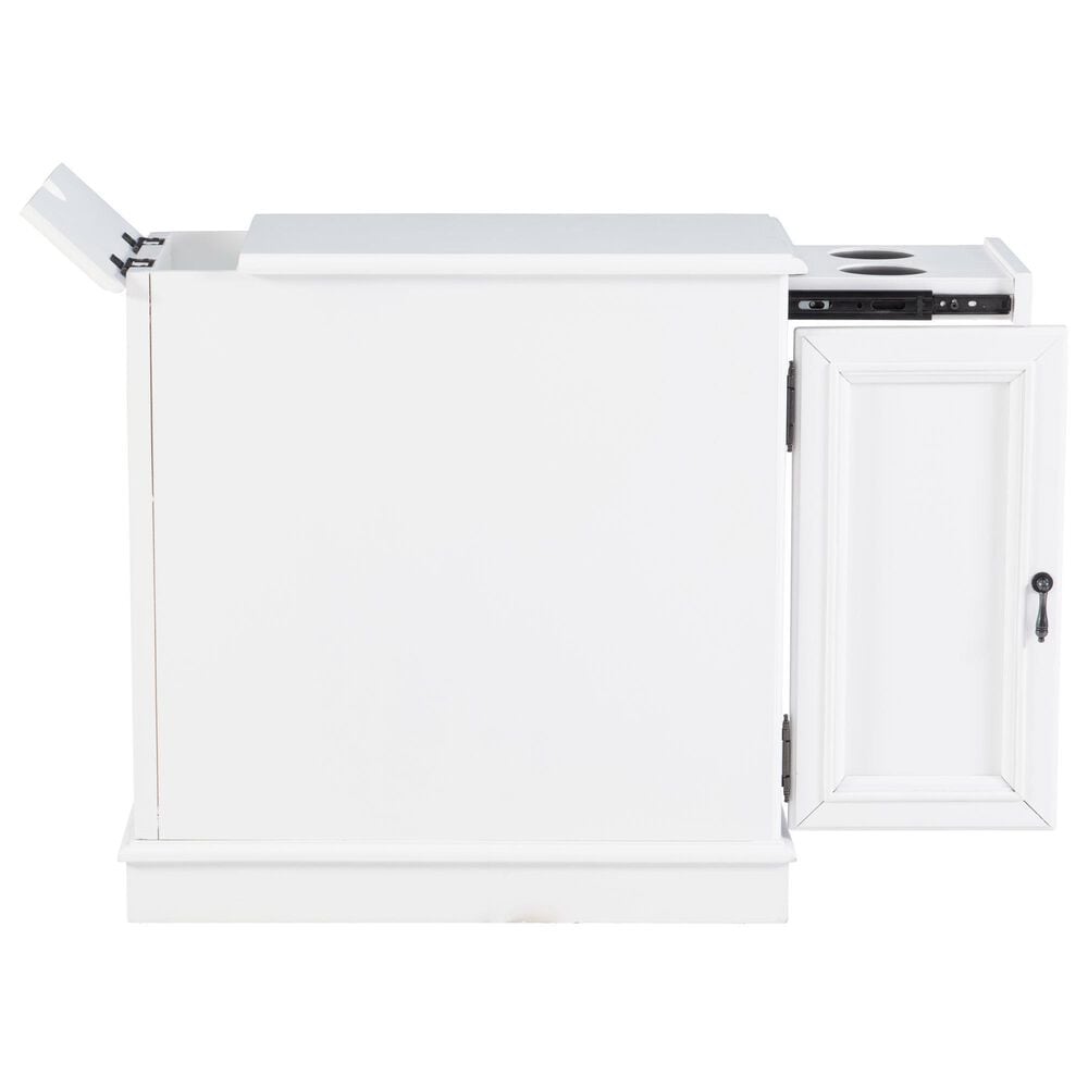 Linon Home Decor Barron Accent Table with USB Charging Station in White, , large