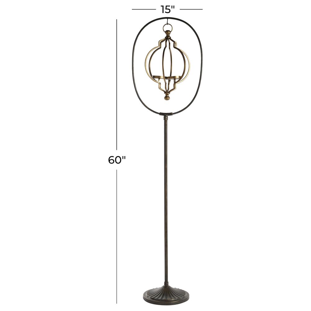 Maple and Jade 60&quot; Eclectic Metal Lantern in Black and Gold, , large