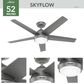 Hunter Skyflow WeatherMax 52" Integrated LED Indoor/Outdoor Ceiling Fan with Light in Matte Silver, , large