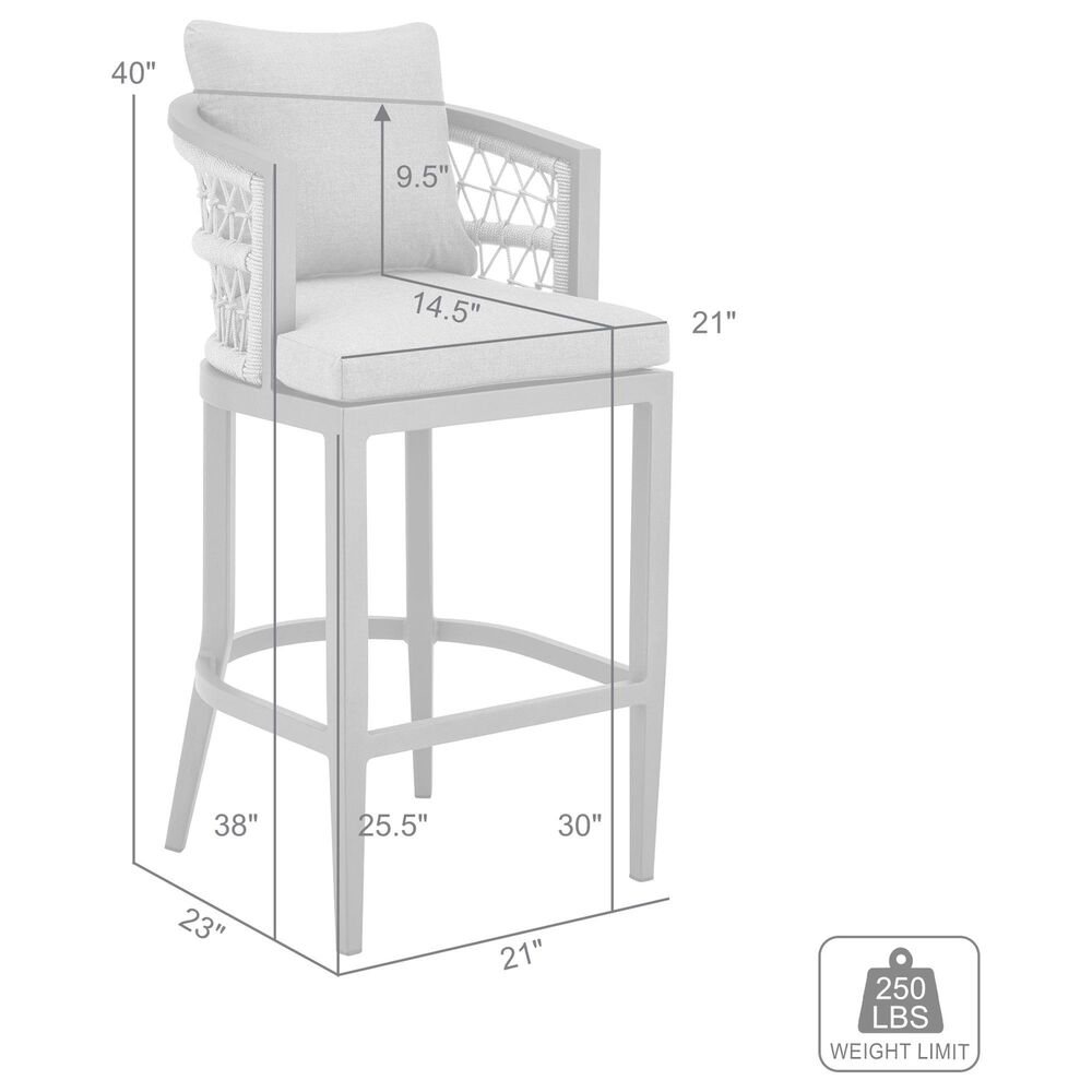 Armen Living Zella Patio Bar Stool with Earl Gray Cushion in Gray, , large