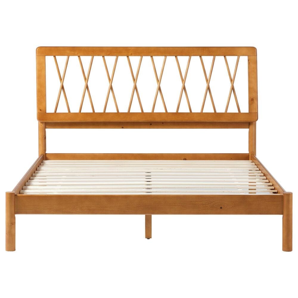 Walker Edison Cama X Spindle Queen Platform Bed in Caramel, , large