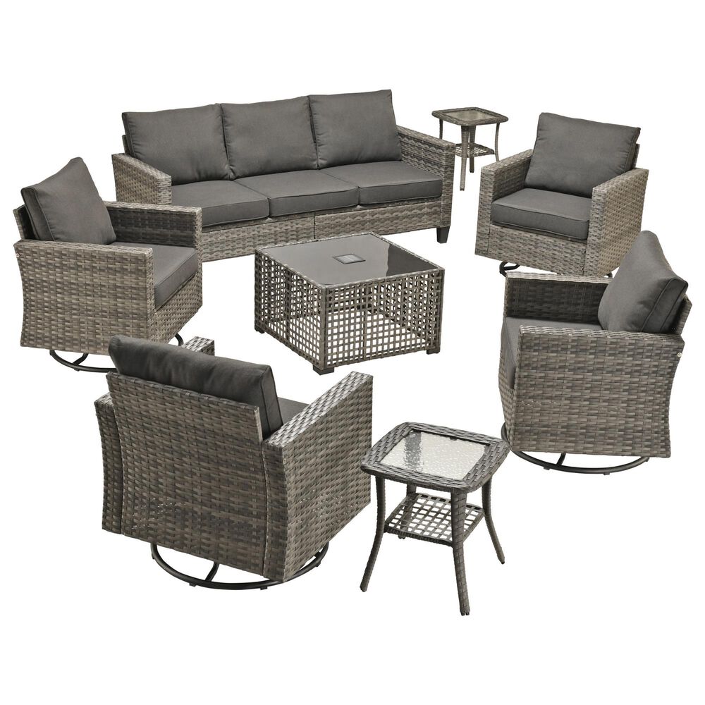 HOMLUX 8-Piece Outdoor Patio Furniture Set in Black, , large