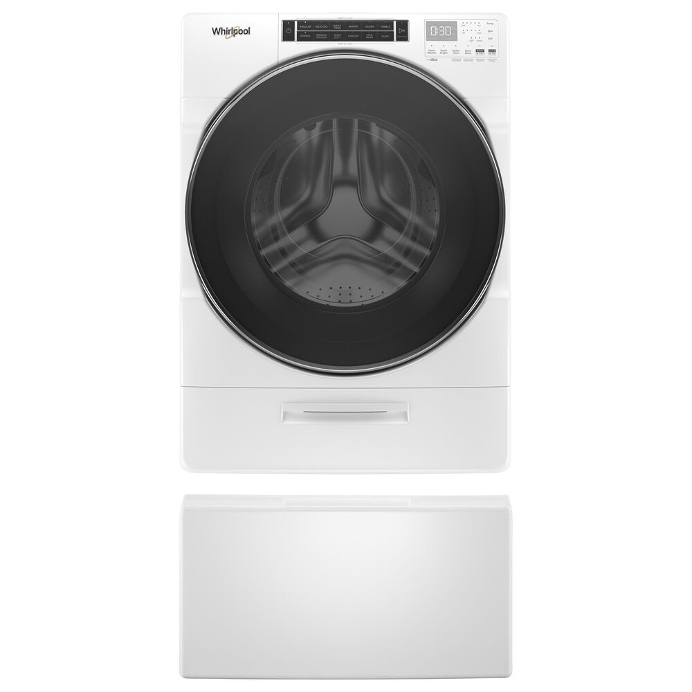 Whirlpool 5 Cu. Ft. Front Load Washer with 15.5" Laundry Pedestal in White, , large