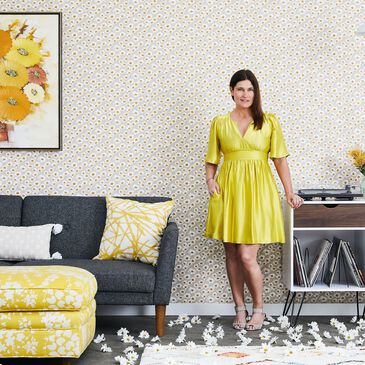 Tempaper Novogratz Daisies Greige Peel and Stick Wallpaper, , large