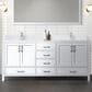 Lexora Home Jacques 72" Double Bathroom Vanity in White with 2 cm White Quartz Top and Rectangular Sinks, , large