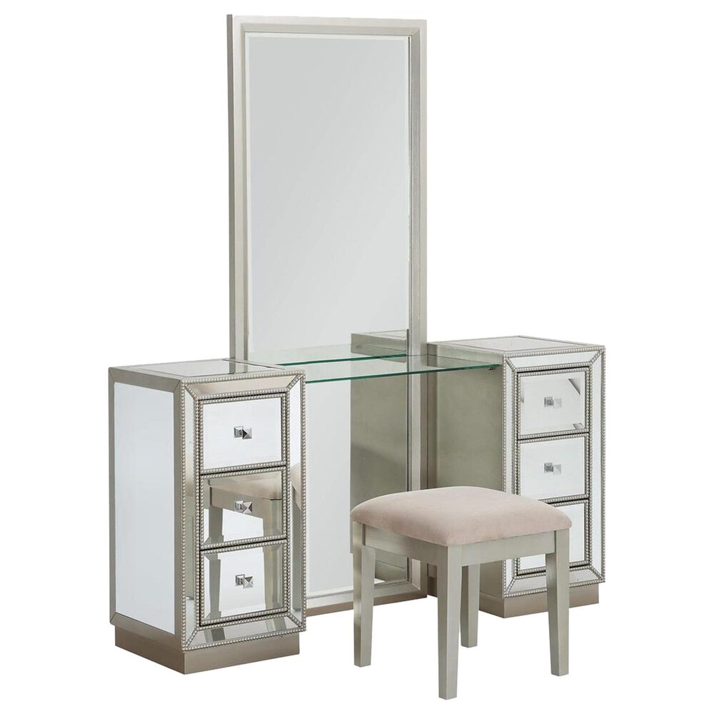 Shell Island Furniture 3 Piece Vanity Set in Elsinore Champagne, , large