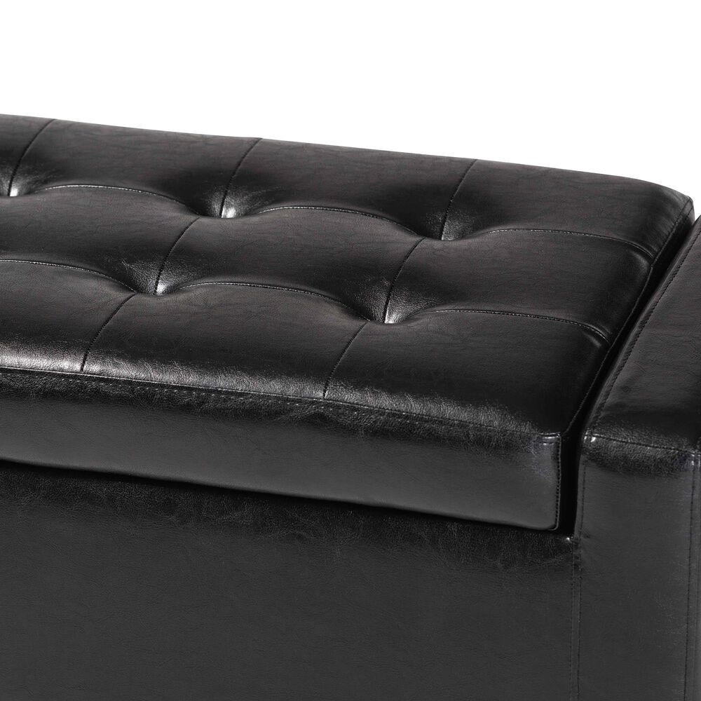 Baxton Studio Manchester Storage Ottoman in Black, , large