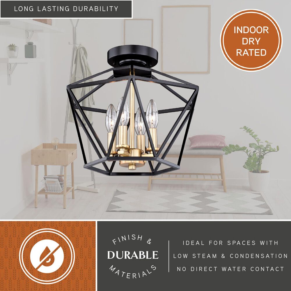 Vaxcel Turin 4-Light Semi Flush Mount in Noble Bronze and Natural Brass, , large