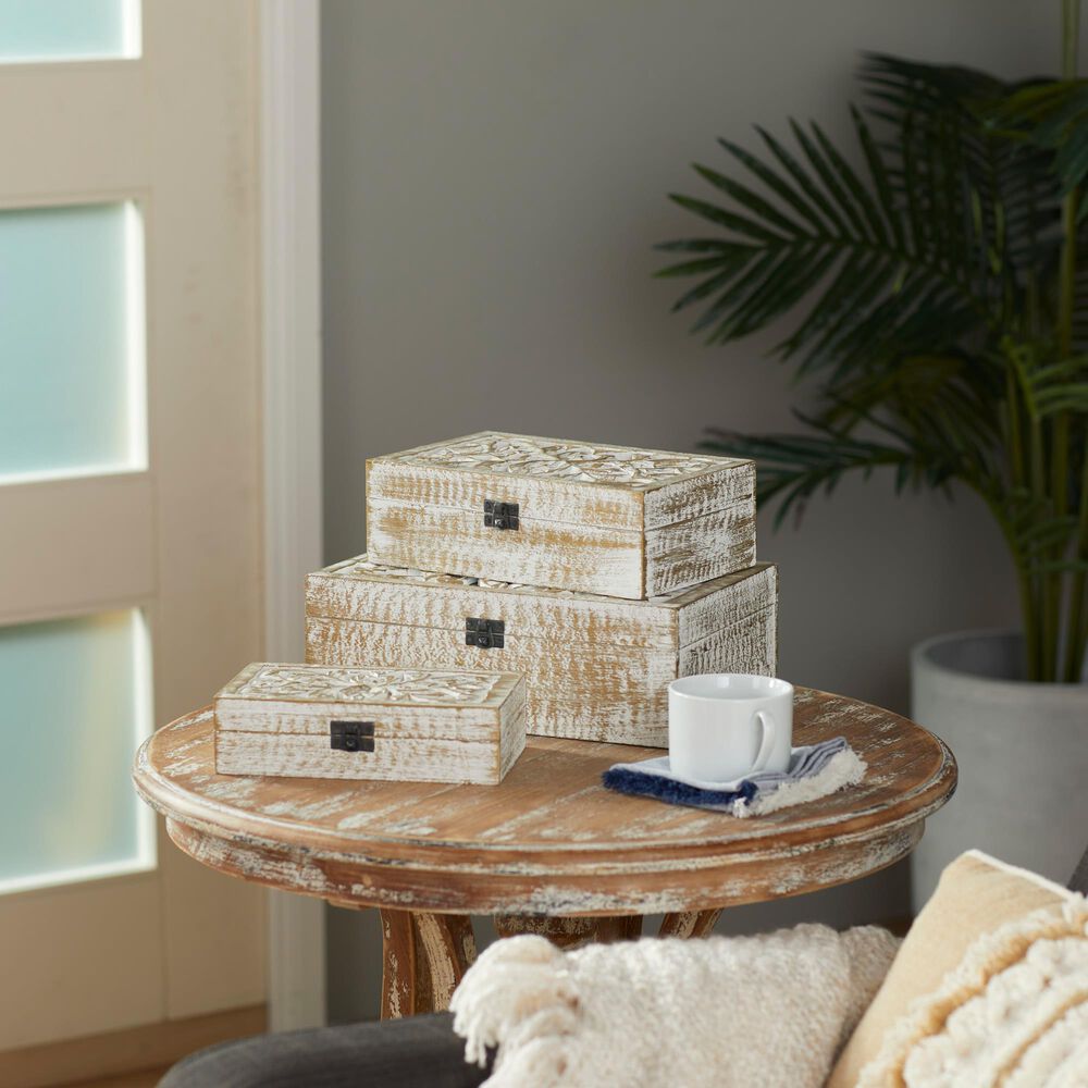 Maple and Jade Coastal Box in White and Brown &#40;Set of 3&#41;, , large
