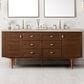 James Martin Vanities Amberly 72" Double Bathroom Vanity in Walnut with 3 cm Carrara White Marble Top and Rectangular Sinks, , large
