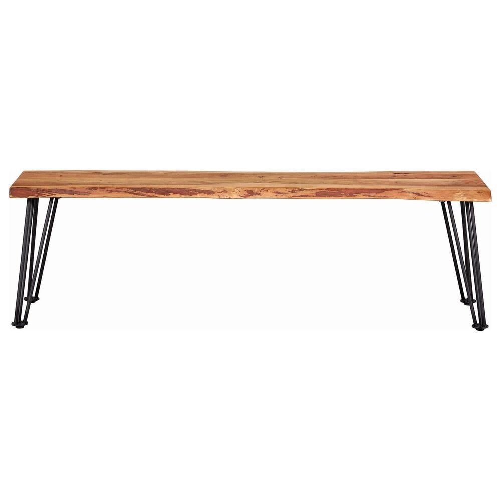 Pacific Landing Murphy Dining Bench in Natural Acacia and Gunmetal, , large