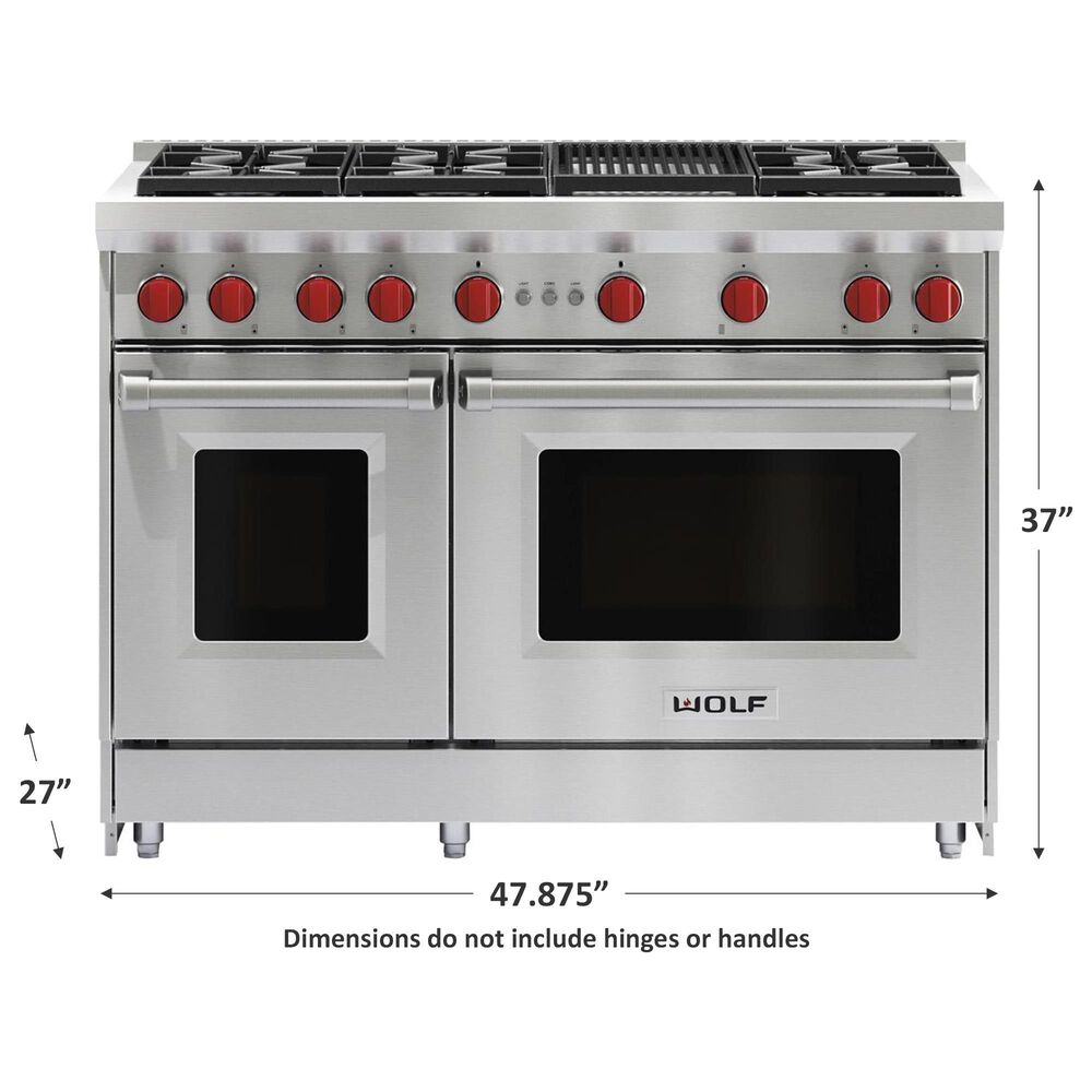Wolf 48&quot; Gas Range with 6 Burner in Stainless Steel, , large