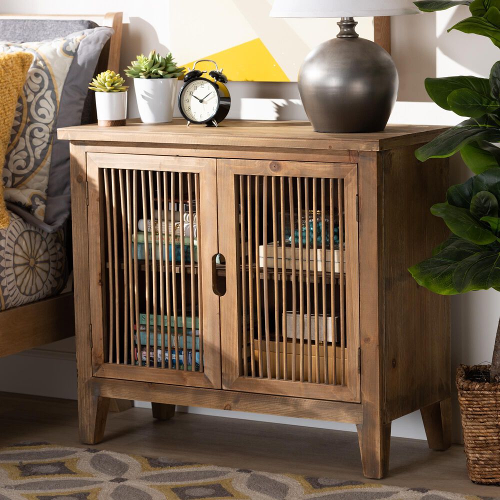 Baxton Studio Clement 2-Door Accent Storage Cabinet in Medium Oak, , large