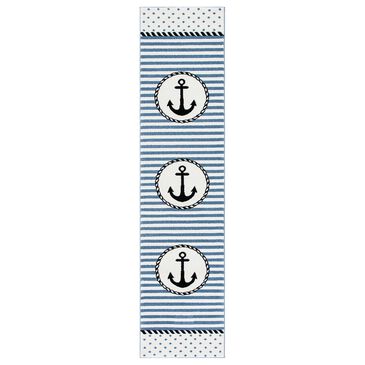 Safavieh Carousel 2"3" x 10" Ivory and Navy Kids Runner, , large