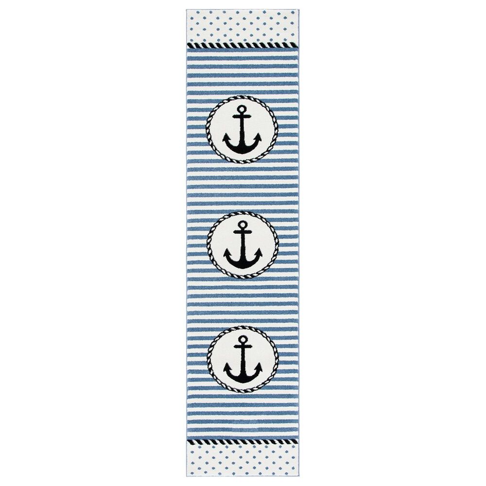 Safavieh Carousel 2"3" x 10" Ivory and Navy Kids Runner, , large