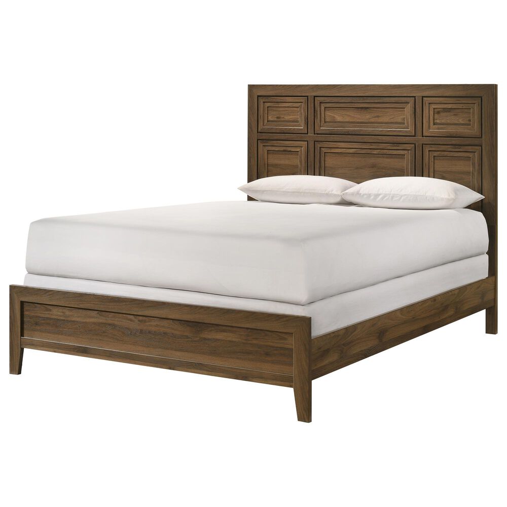 Crown Mark Lorraine King Panel Bed with Two Nightstands in Brown, , large