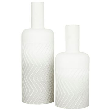 Maple and Jade 18" Metal Vase in White (Set of 2), , large