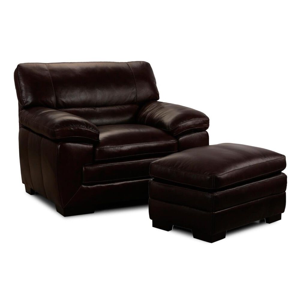 Sienna Designs Leather Chair and Ottoman in Amarillo Walnut, , large