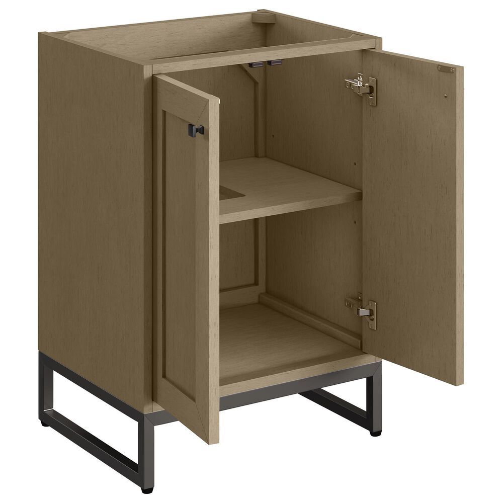 James Martin Vanities Chianti 24" Single Bathroom Vanity in Walnut Whisper and Champagne Brass with 2 cm White Glossy Composite Stone Top and Rectangular Sink, , large