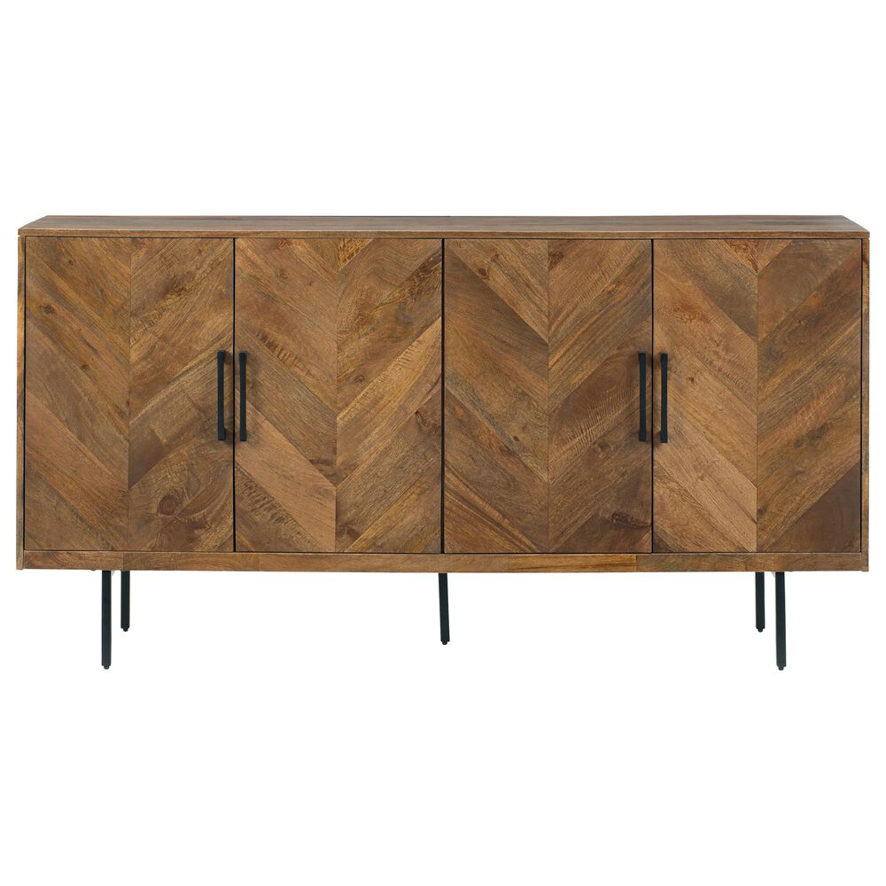 Signature Design by Ashley Prattville 4-Door Credenza in Light Brown and Dark Gray, , large
