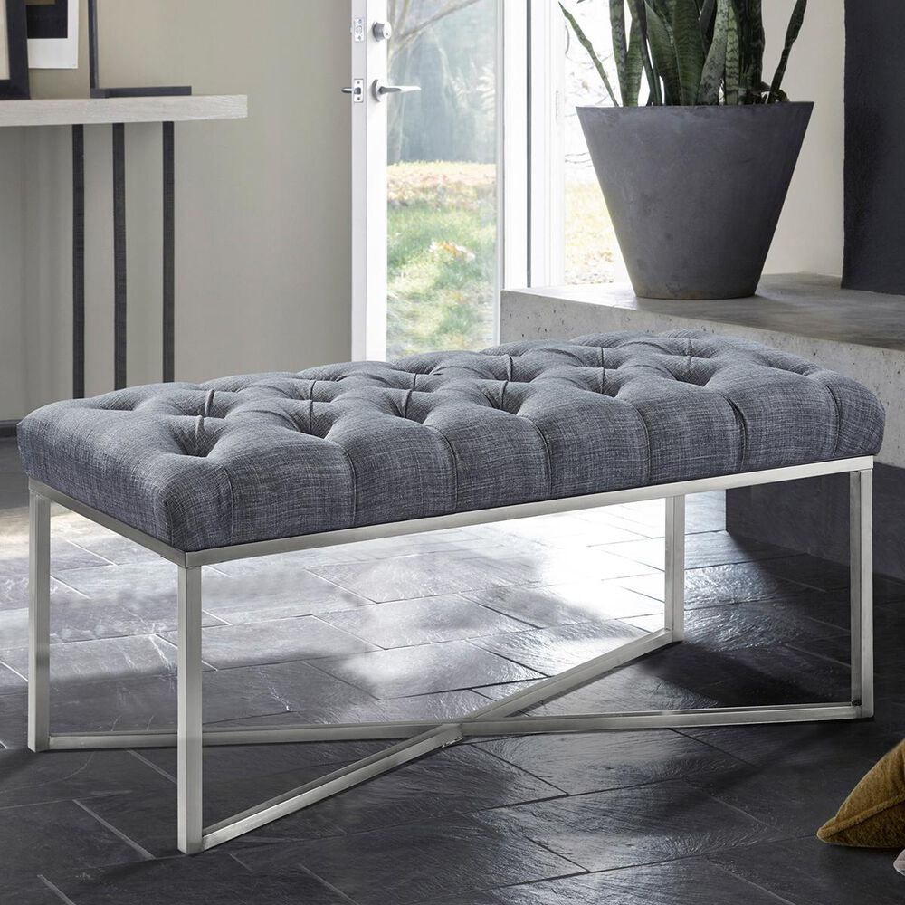Blue River Noel Bench in Slate Gray/Stainless Steel, , large