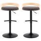 LumiSource Grotto Swivel Barstool with Brown Faux Leather Upholstery in Black and Natural (Set of 2), , large