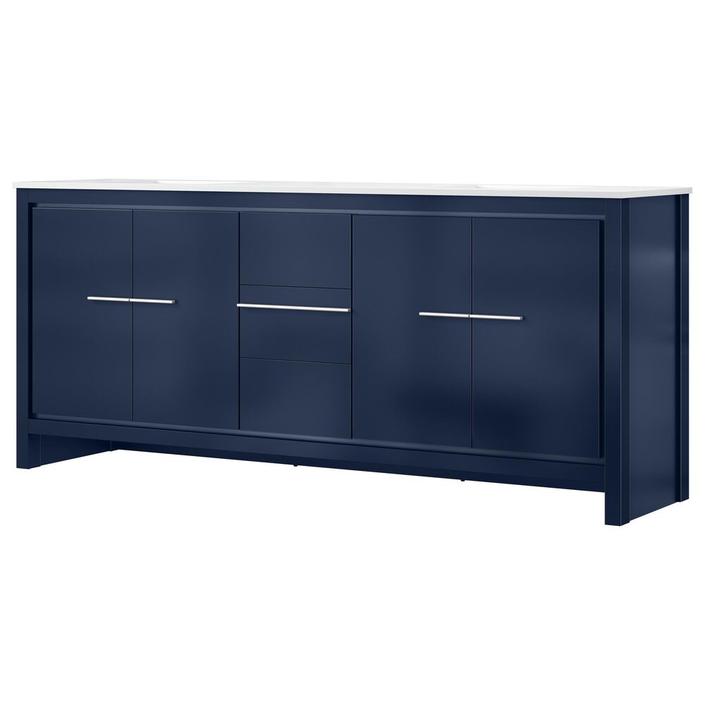 Lexora Home Lafarre 80" Double Bathroom Vanity in Navy Blue with 2 cm White Quartz Top and Rectangular Sinks, , large