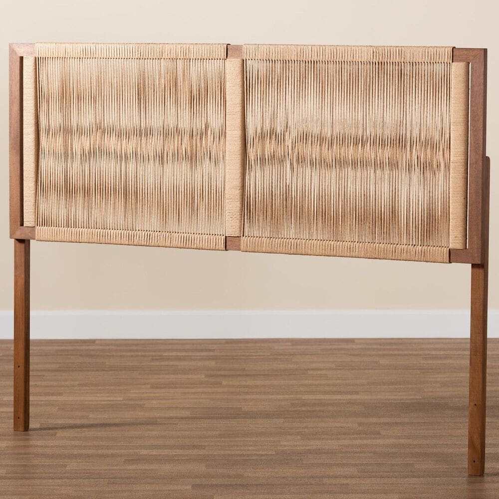 Baxton Studio Holitz King Headboard in Walnut Brown and Light Brown, , large