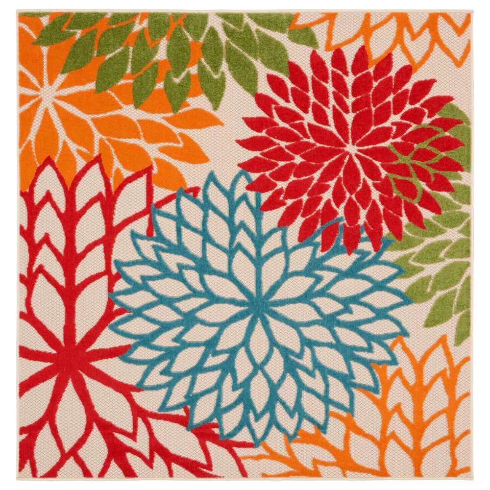 Nourison Aloha 5"3" Square Green Indoor/Outdoor Area Rug, , large