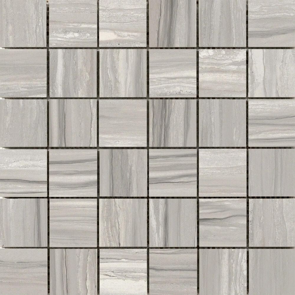 Emser Ciudad Taupe 2" x 2" Square on 12" x 12" Ceramic Mosaic Sheet, , large