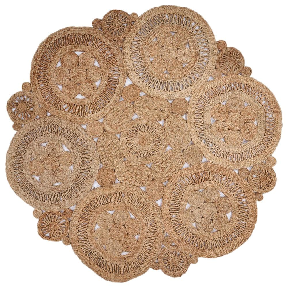 L&R Resources Natural Jute 8" Scalloped Natural Area Rug, , large