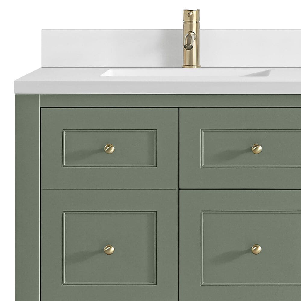 James Martin Vanities Breckenridge 60&quot; Double Bathroom Vanity in Smokey Celadon with Single Hole 3 cm White Zeus Quartz Top and Rectangular Sinks, , large