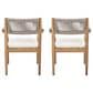 Hearth and Haven Outdoor Braided Acacia Wood Dining Chair in Cream (Set of 2), , large